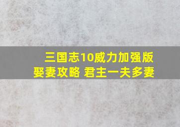 三国志10威力加强版娶妻攻略 君主一夫多妻